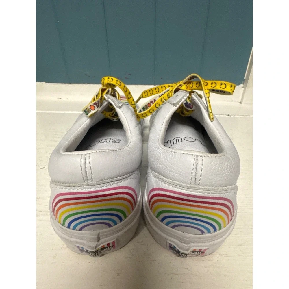 Vans x Flour Shop Amirah Kassem Old Skool Rainbow White‎ Leather Shoes W 8.5